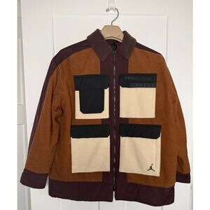 Nike Air Jordan Cozy Girl Jacket Coat Wool Blend Women’s MEDIUM Colorblock Boxy